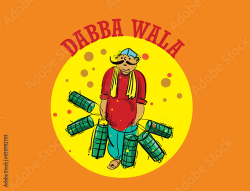 Dubba wala Mumbai people illustration photo