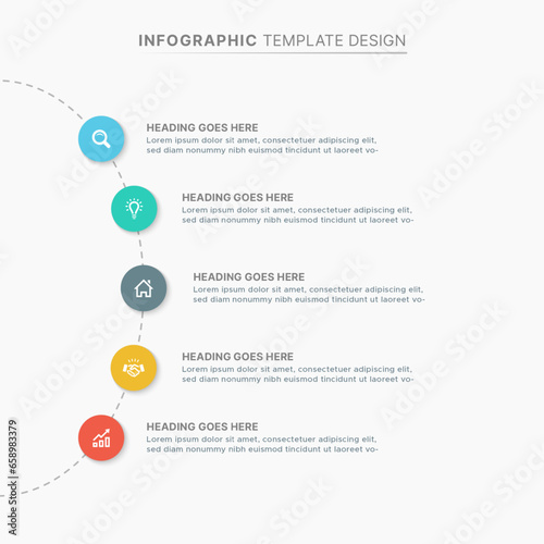 Circle Round Infographic Design Template with five Options