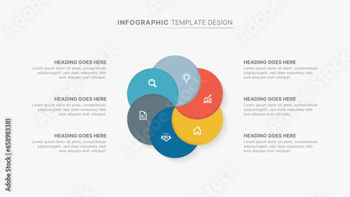 Circle Round Infographic Design Template with Six Options