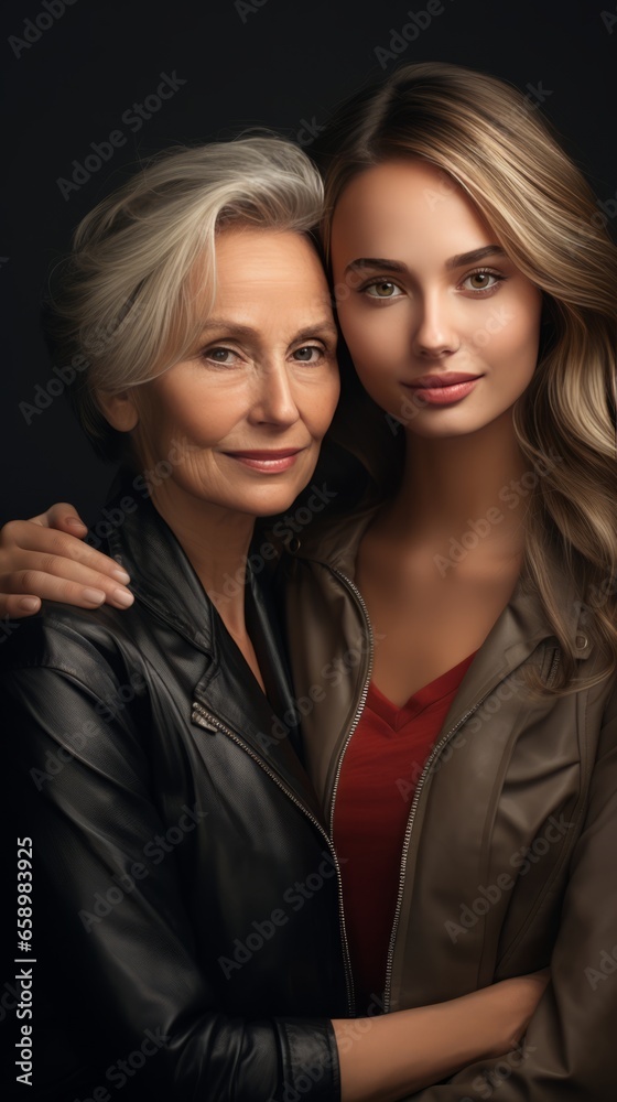 Portrait of a daughter and her elderly mother Portrait of a daughter and her elderly mother