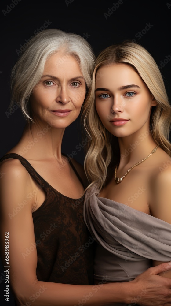 Portrait of a daughter and her elderly mother Portrait of a daughter and her elderly mother