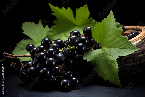 black currant with leaves