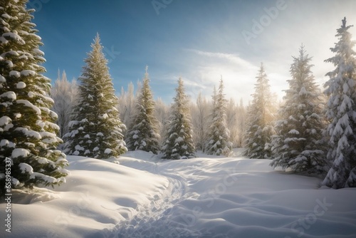 Snow-Covered Christmas Forest - High-Resolution Winter Wonderland