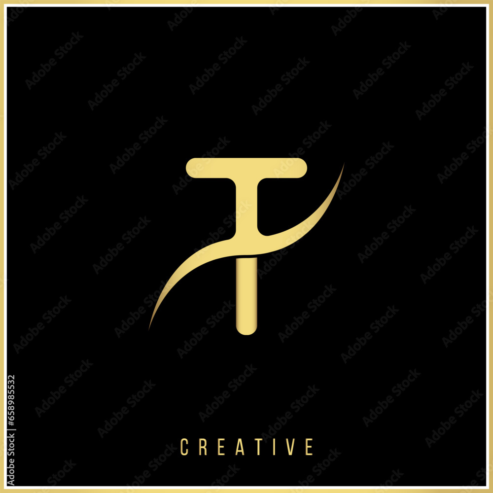 T Creative latter logo design Premium Vector letters Logo. Vector Illustration logo of Gold Letter Logo Sign in black background T Creative latter logo design Premium Vector letters Logo. Vector Illustration logo of Gold Letter Logo Sign in black background