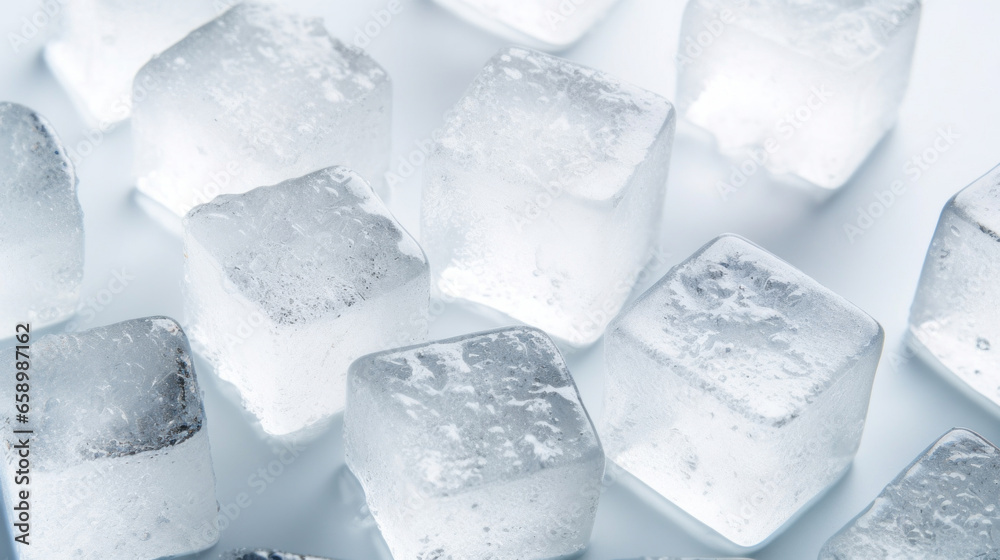 Obraz premium Ice cubes on a white background