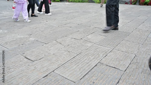 Pedestrian on the stone road