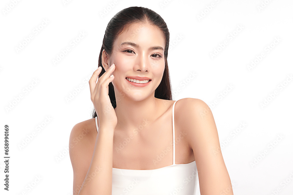 Beautiful young asian woman with clean fresh skin on white background, Face care, Facial treatment, Cosmetology, beauty and spa, Asian women portrait. Beautiful young asian woman with clean fresh skin on white background, Face care, Facial treatment, Cosmetology, beauty and spa, Asian women portrait.