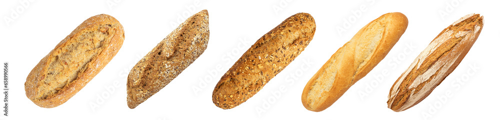 Various classic baguette isolated on transparent background Various classic baguette isolated on transparent background