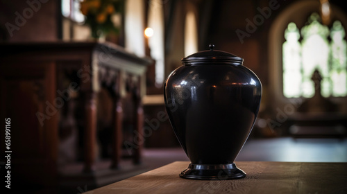 Funeral urn filled with ashes, a poignant tribute to a loved one