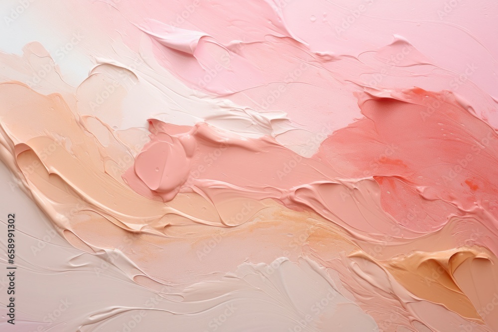 abstract pink peach paint creative background, trendy color of the year 2024 peach fuzz - obrazy, fototapety, plakaty 