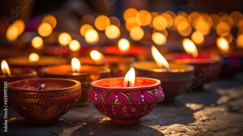 Diwali candles create a magical ambiance during the joyous festival.