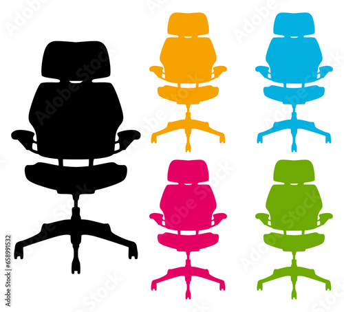 Set collection office chair colorful icon symbol. hiring and interview company design template vector illustration