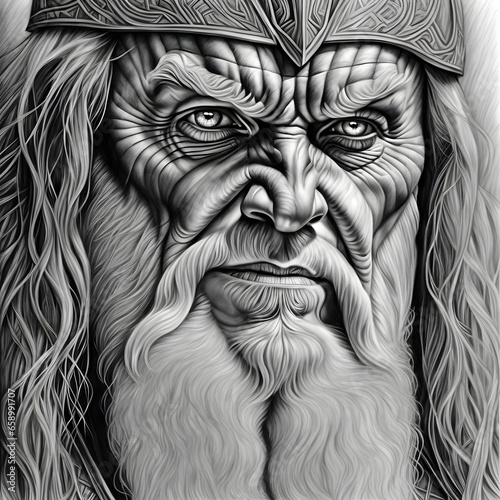 Odin's Enigmatic Colored Pencil Art.(Generative AI)