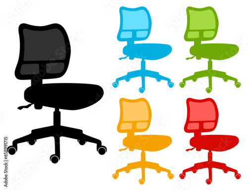 Set collection office chair colorful icon symbol. hiring and interview company design template vector illustration