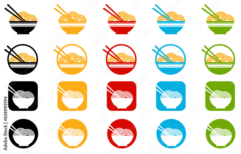 set bowl chopstick noodle icon symbol. Japan Ramen noodles banner design vector illustration set bowl chopstick noodle icon symbol. Japan Ramen noodles banner design vector illustration