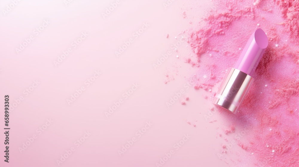 Lipstick on pink background with copy space Lipstick on pink background with copy space