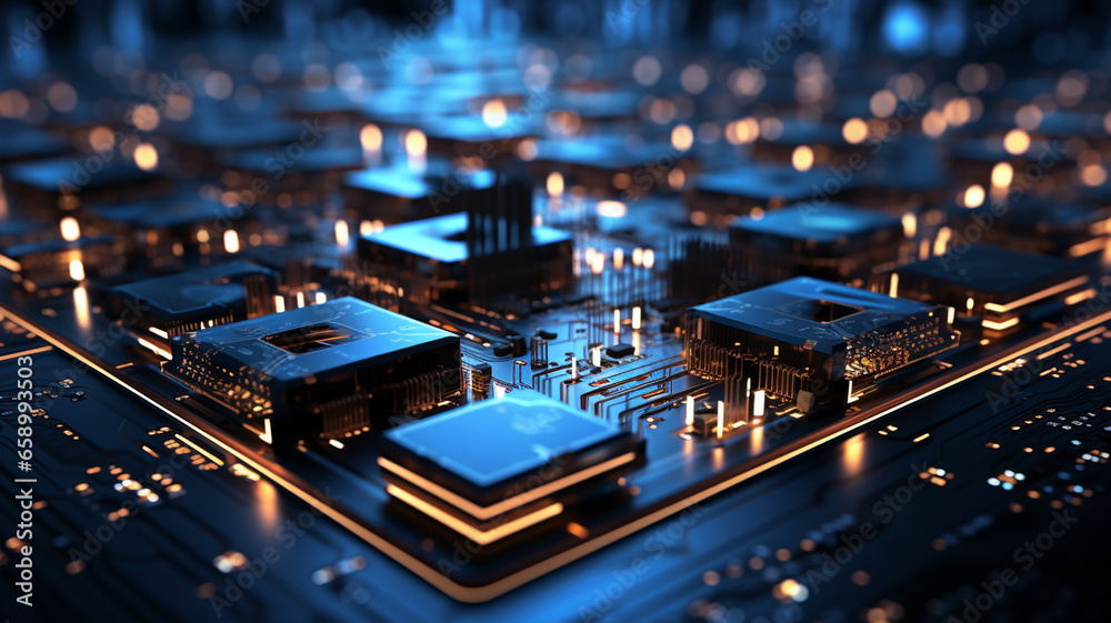 circuit board with computer cpu.