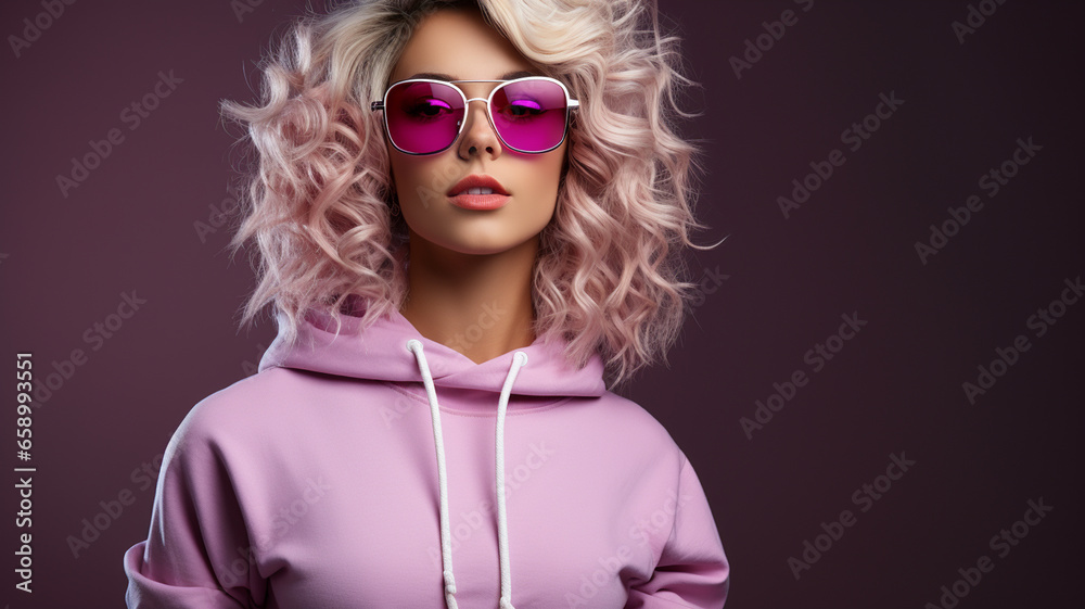 beautiful woman with pink hair and sunglasses beautiful woman with pink hair and sunglasses