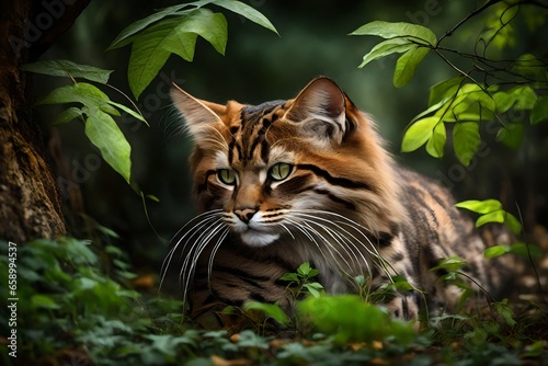 bengal cat in the forest