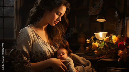 mother and daughter in a bedroom with a book