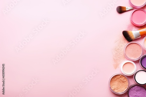 pink makeup background with copy space