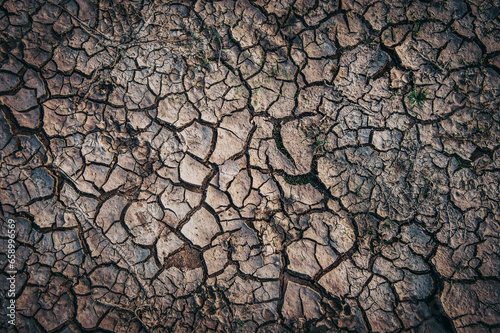 Dry cracked earth, global warming concept.