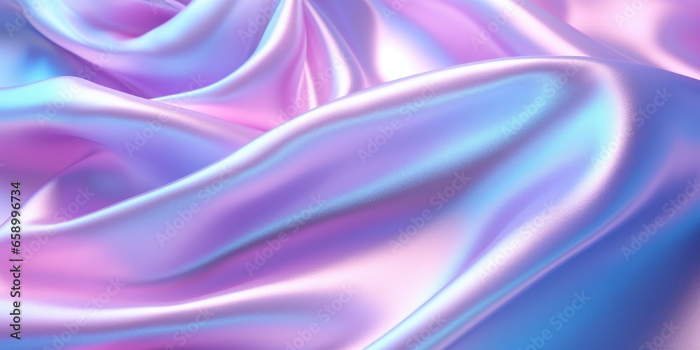 Obraz premium Smooth silk folds, shimmering pink-blue fabric, abstract composition of fabric folds, abstract silk background, waves of shimmering fabric.
