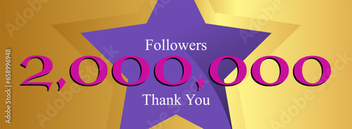 Vector Banner Followers Thank you announcement 1 million viewers, follow, fans, greeting, celebration, 2millions