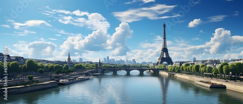 close up paris skyline blue clear sky © visuallabel