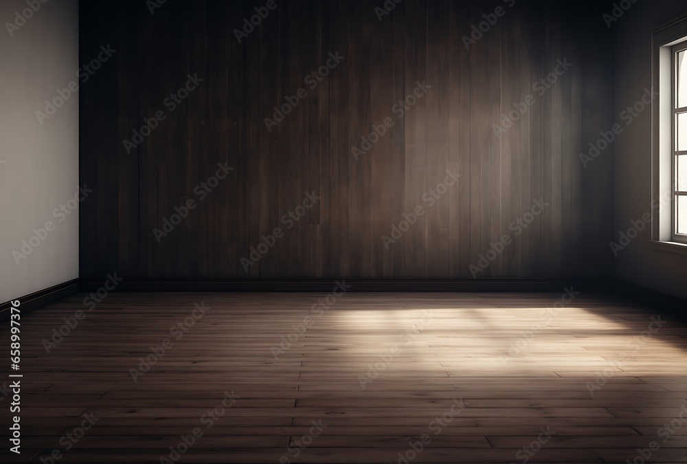 Empty room with wooden wall and floor. Mock up, 3D Render Empty room with wooden wall and floor. Mock up, 3D Render