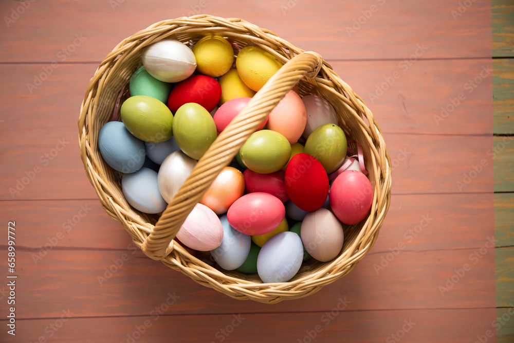 easter eggs in a basket easter eggs in a basket