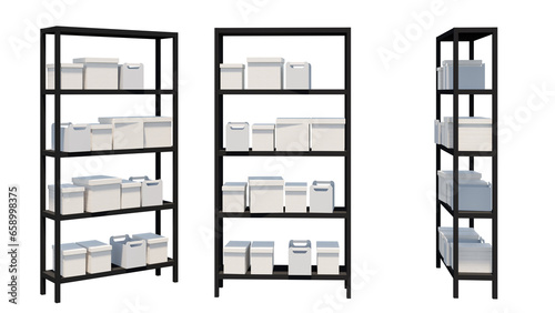 isolated warehouse shelves and racking.