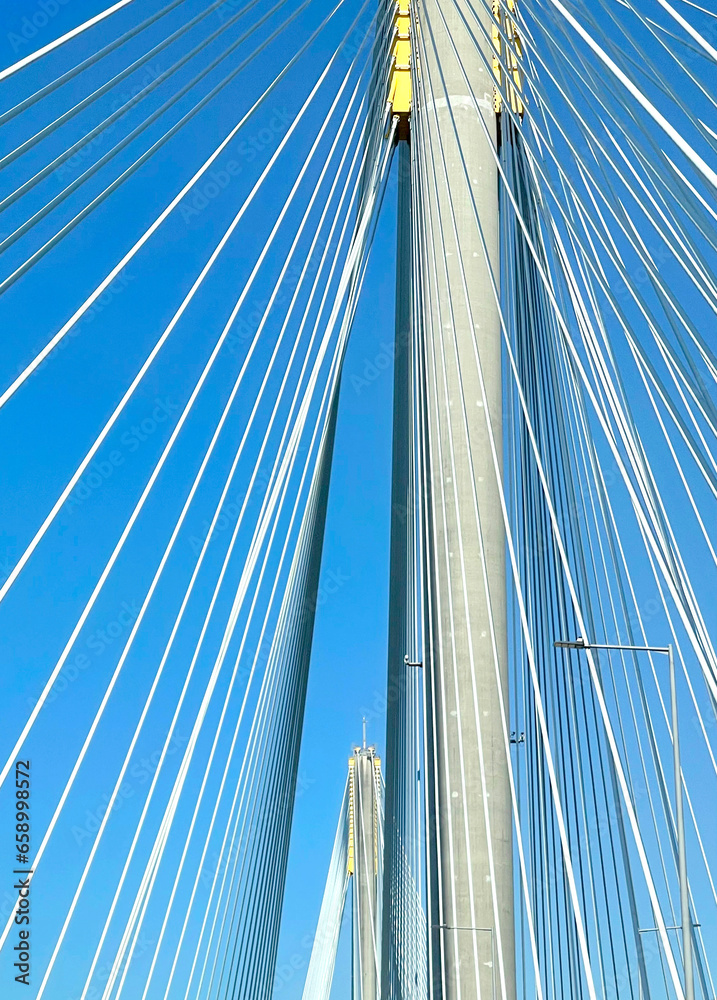 Hong Kong highway bridge building with clean blue sky at daytime Hong Kong highway bridge building with clean blue sky at daytime