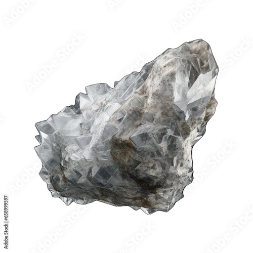 A white stone mineral with distinct textures and facets is isolated on a transparent background, reflecting its natural purity and rarity. Generative AI