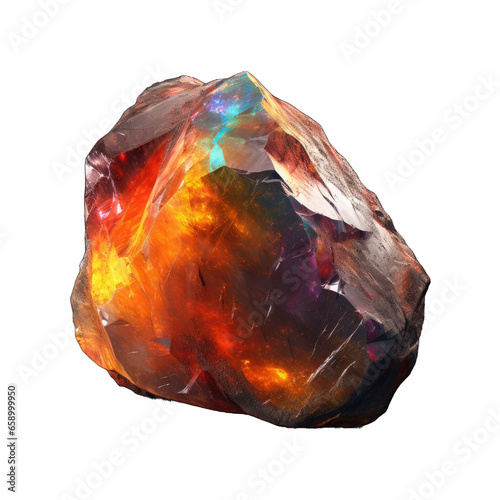 A vibrantly colored stone mineral with varied hues and textures, displayed on a transparent background, showcasing its raw and natural beauty. Generative AI