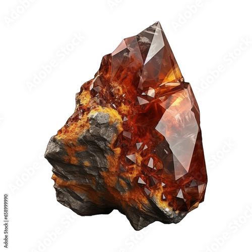 An Earth element stone mineral isolated on a transparent background, showcasing its unique colors, textures, and geometric shapes. Generative AI