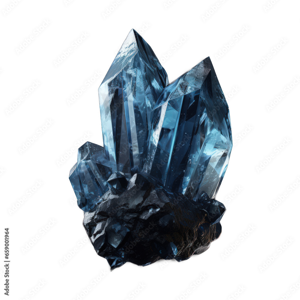 A rough-textured water stone mineral illustrating shades of blue and green, showcased on a transparent background. Generative AI