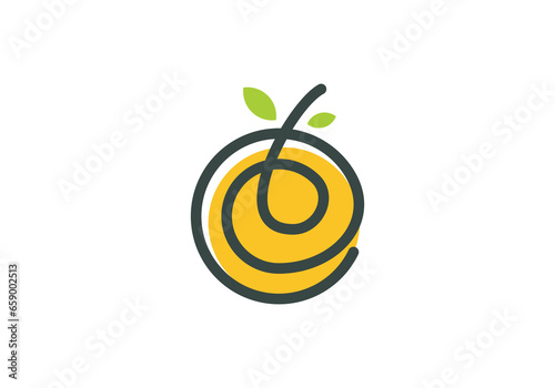 orange fruit logo design. simple modern line symbol vector