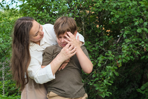 Valokuva In times of sorrow, a mother s embrace brings solace a portrayal of love, suppor