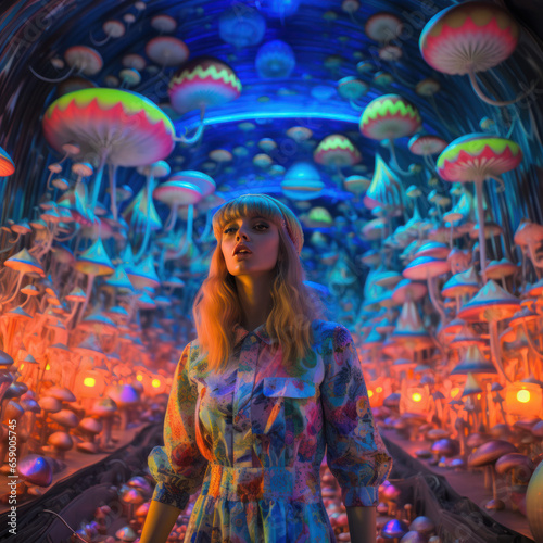 Girl on/with Mushrooms