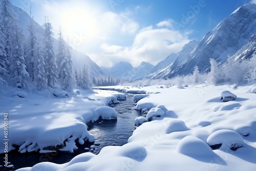 Stunning snowy scenery. Generative AI