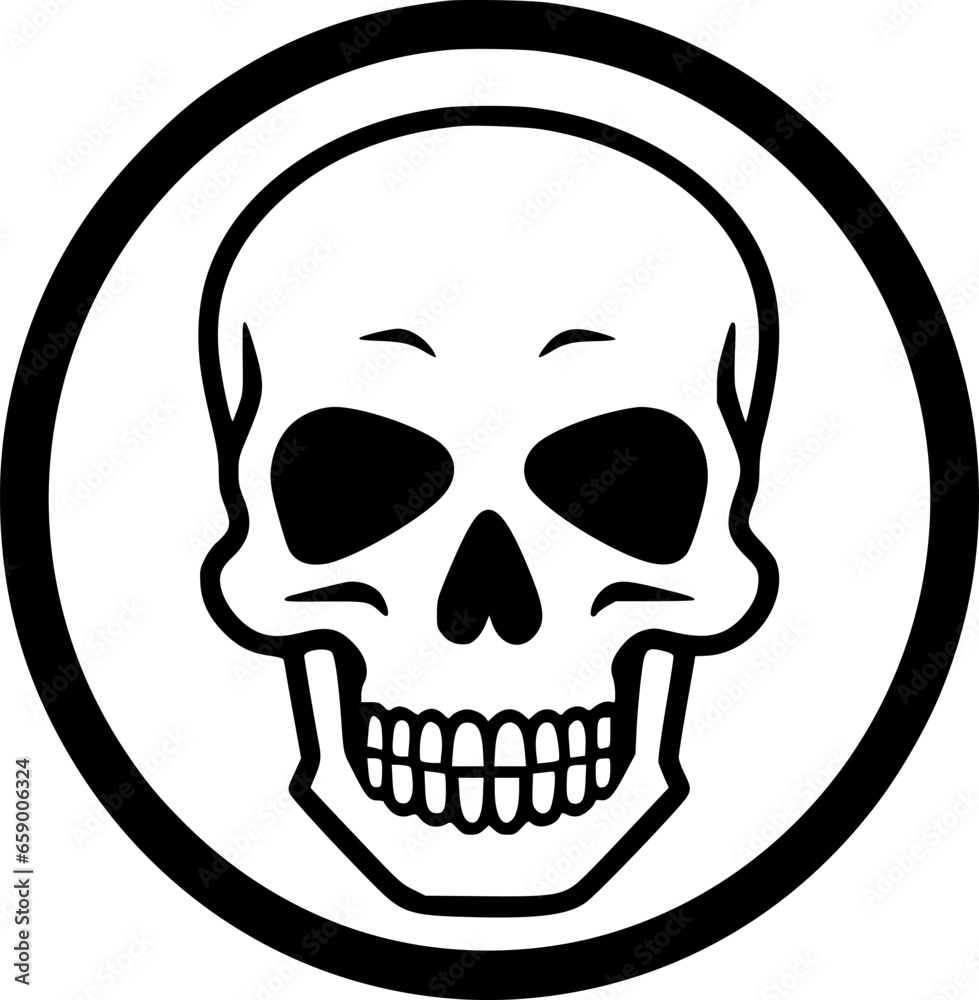 Fototapeta premium Skull - Black and White Isolated Icon - Vector illustration