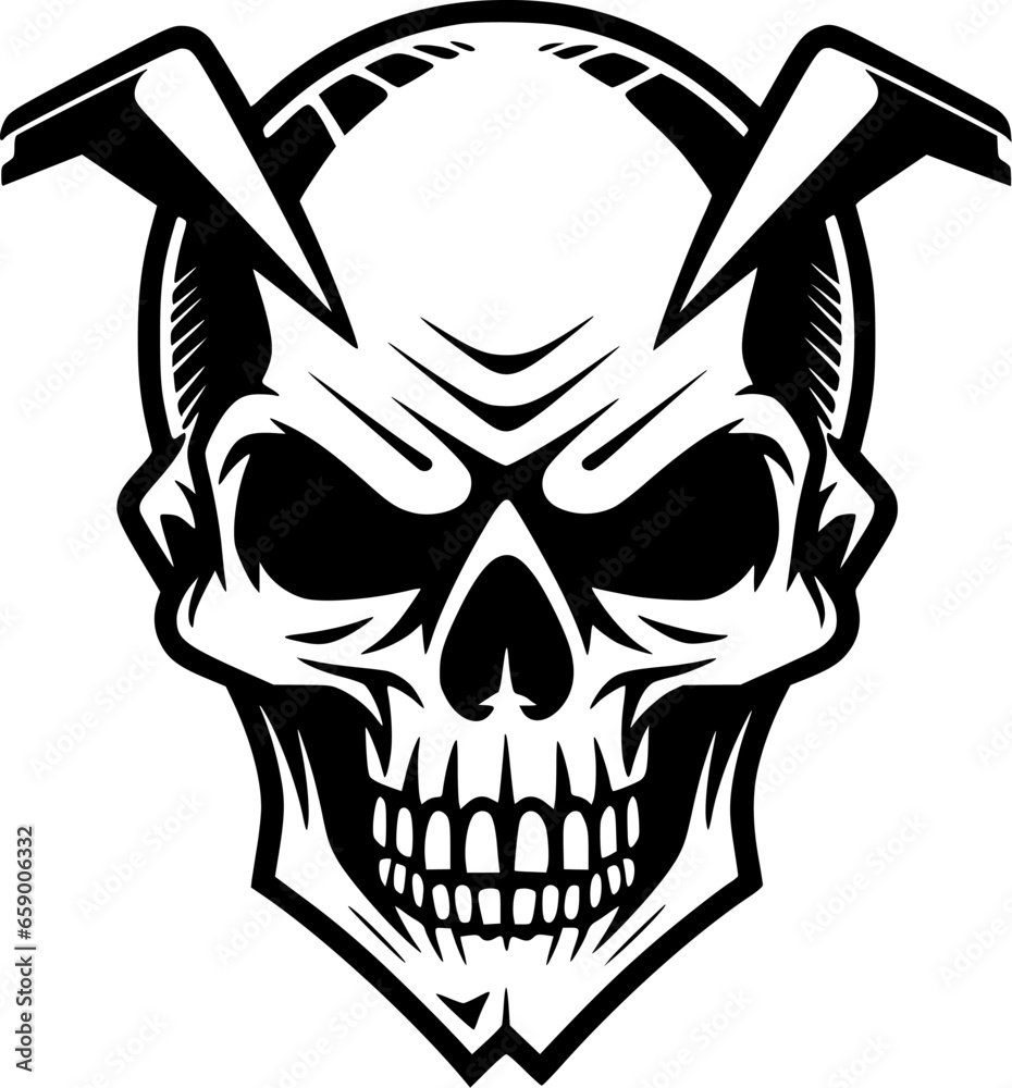 Fototapeta premium Skull | Black and White Vector illustration