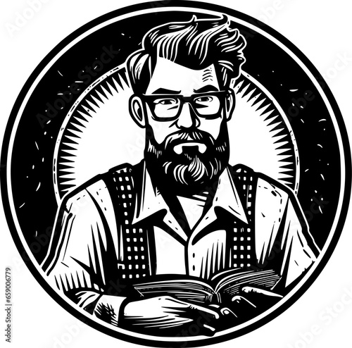 Teacher - Black and White Isolated Icon - Vector illustration