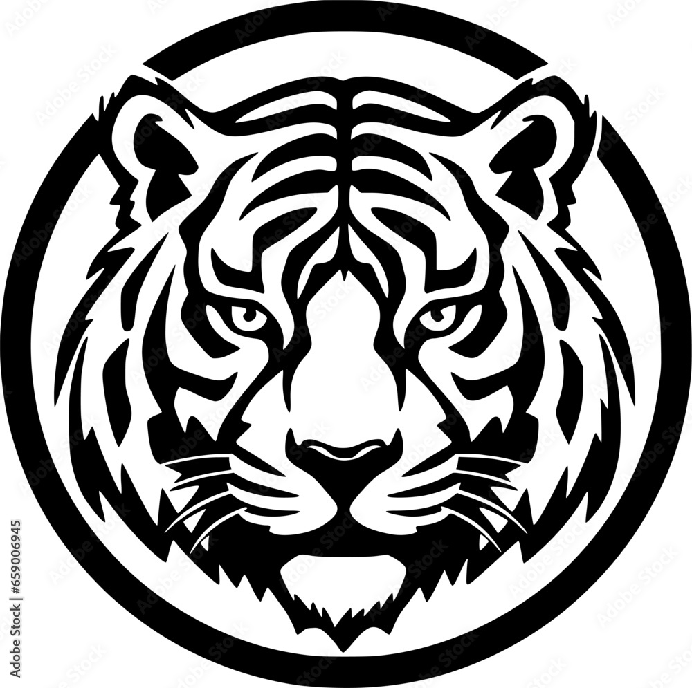 Tiger | Black and White Vector illustration Tiger | Black and White Vector illustration