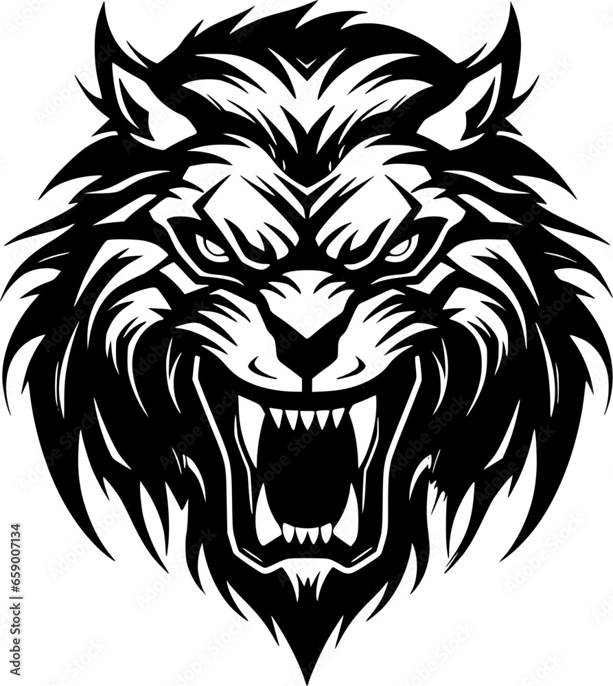 Tiger | Black and White Vector illustration Tiger | Black and White Vector illustration