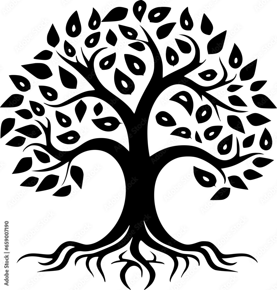 Tree of Life - Black and White Isolated Icon - Vector illustration Tree of Life - Black and White Isolated Icon - Vector illustration