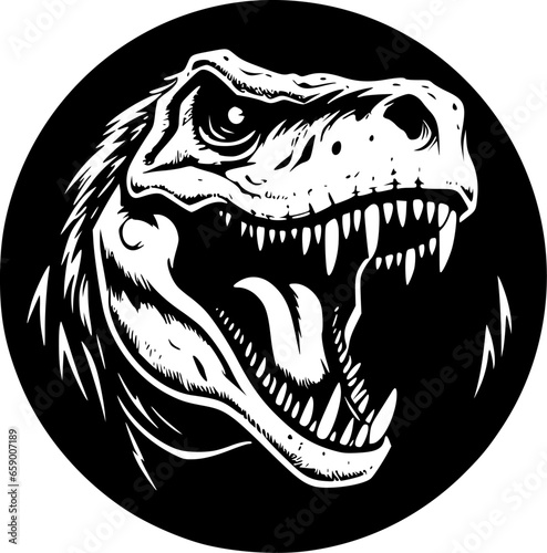 T-Rex - Black and White Isolated Icon - Vector illustration © CreativeOasis
