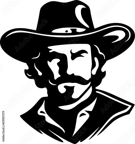 Western - Black and White Isolated Icon - Vector illustration