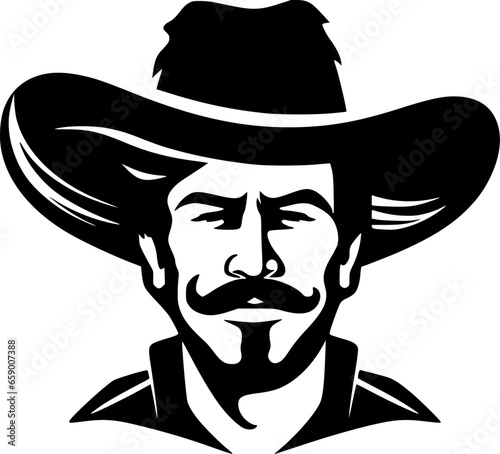 Western - Black and White Isolated Icon - Vector illustration